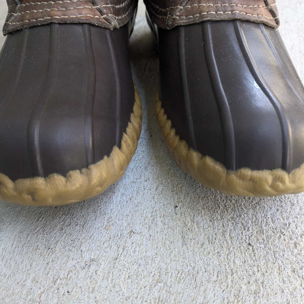 L.L. Bean Duck Boots Men 9 M Btown Leather Rubber - Picture 2 of 16